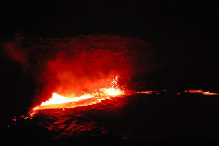 埃塞俄比亚Danakil埃塔阿莱火山熔岩湖燃烧。 0210