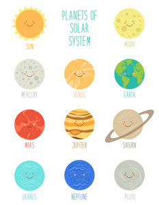 太阳系的行星的卡通形象