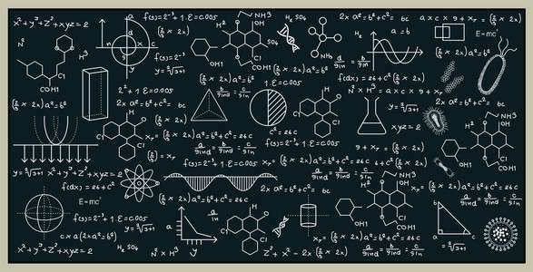 黑板上用数学和科学