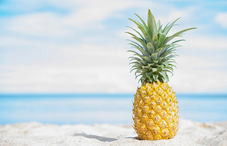 在海滩上的菠萝