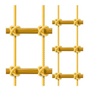 挂绳梯木制横梁与结图片
