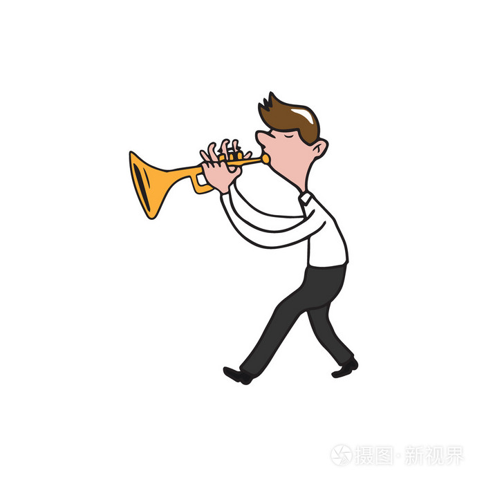 音乐乐器的人吹喇叭插画-正版商用图片1n72wj-摄图新视界
