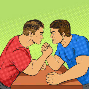 Armwrestling 竞争波普艺术风格矢量