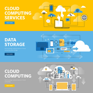 云计算服务和技术 数据存储的一整套扁线设计 web 横幅