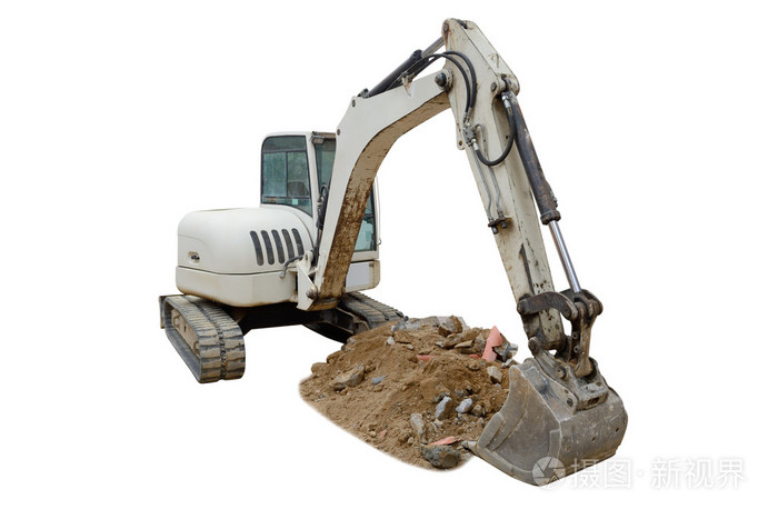 挖掘机在白色背景上孤立
