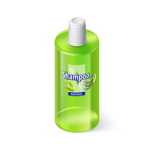 单绿色瓶的洗发水标签上白色与