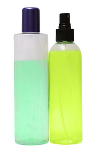封闭的化妆品或卫生的凝胶，液体肥皂，乳液 面霜，洗发水的塑料瓶。白色背景上孤立