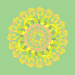 在一座绿色的对称循环模式。矢量插画