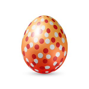 与彩色圆点图案垂直站在白色的复活节彩蛋