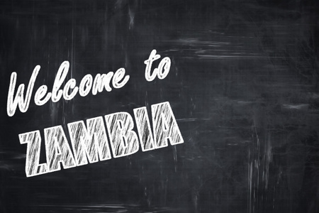 黑板背景与粉笔字母欢迎来到赞比亚