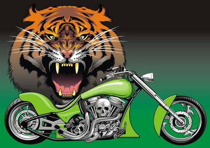 摩托车与动物背景