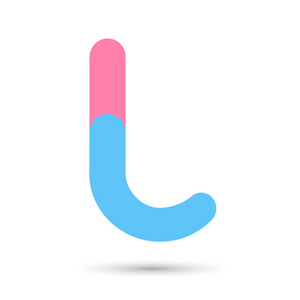 l 字体矢量与蓝色和粉红色的颜色，白色背景，兴旺