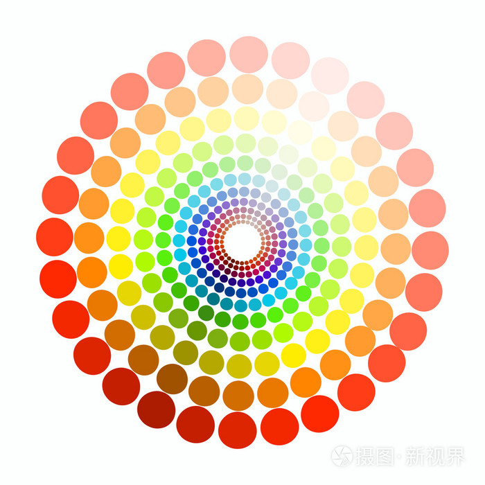 彩色圆圈颜色红色黄色绿色紫色蓝色.矢量说明