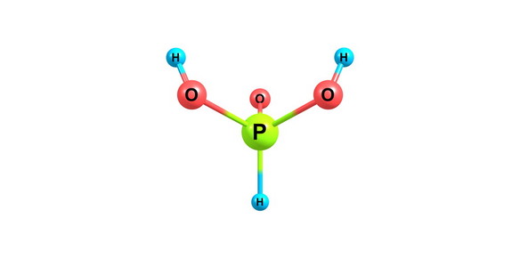 亚磷酸分子结构上白色孤立三维图