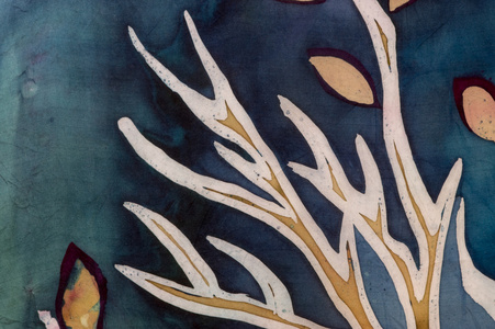 金树枝与树叶,绿松石,热蜡染照片