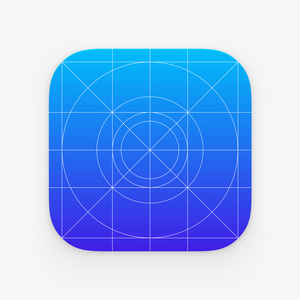 应用程序图标模板与网格的指导方针。针对 web 和移动的空白应用程序图标。矢量孤立的按钮