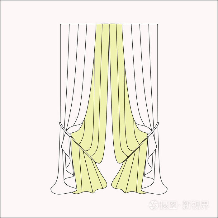 窗帘室内设计素描