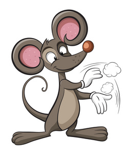 可爱的老鼠。清洗的插图。大鼠的掌声