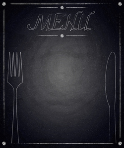 黑色的黑板背景上餐厅的菜单