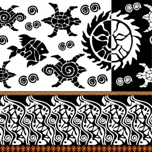 手绘新西兰抽象矢量图案的灵感来自毛利人纹身艺术照片