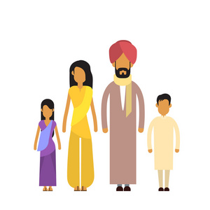 印度家庭四人父母两个孩子图片