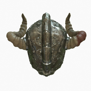 古代老头盔有角白色背景上的 3d 插图
