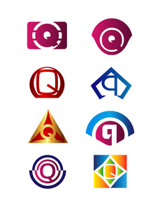 字母 Q 标志品牌标识公司矢量符号设计模板的设置