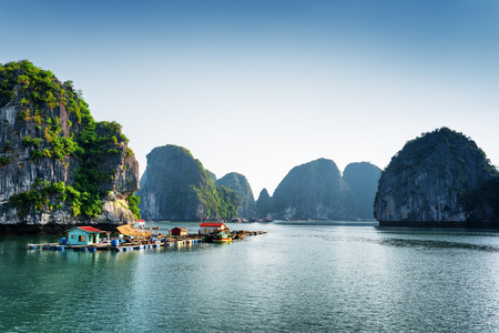 哈龙湾浮鱼村风景