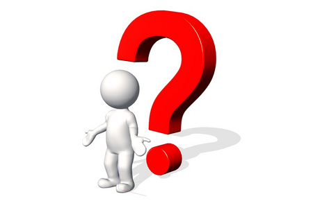3d 立体人思考的红色的问号照片