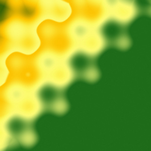 绿色与黄色光行 正方形 圆圈和螺旋的抽象背景
