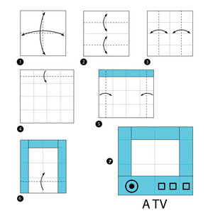 一步一步的说明如何使折纸和电视