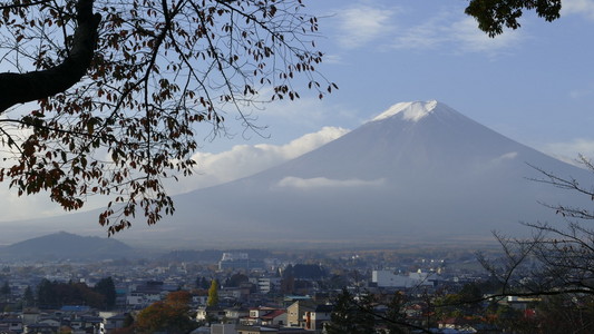 日本河口湖美丽的秋天风景和背景，