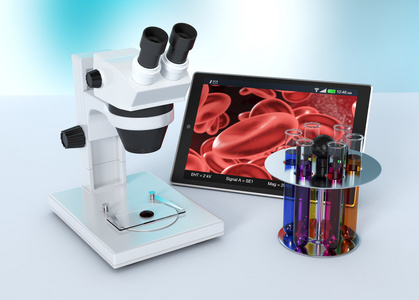 显微镜下，科学研究和新技术的概念