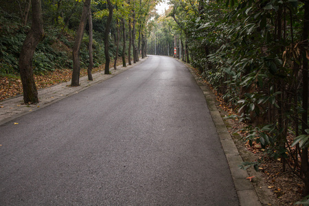 美丽的太阳升起与沥青公路路面的天空