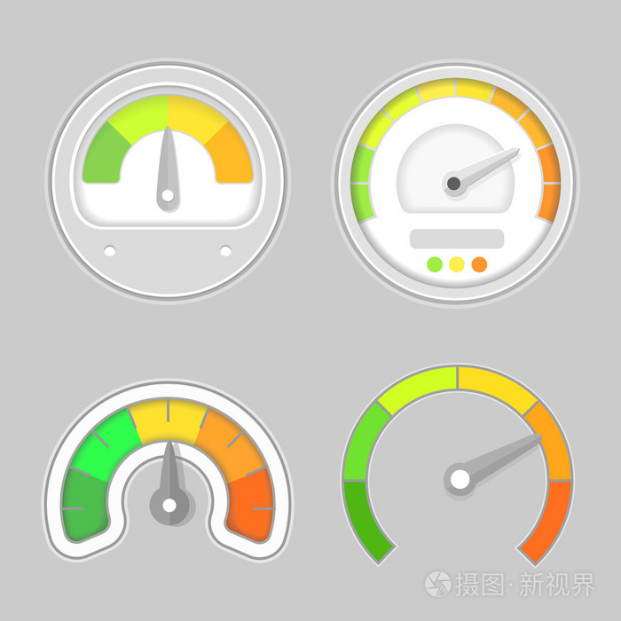 矢量图.车速表图标或带有箭头的符号.仪表板显示,面板指示灯