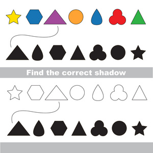 简单的几何形状设置.找到正确的影子照片