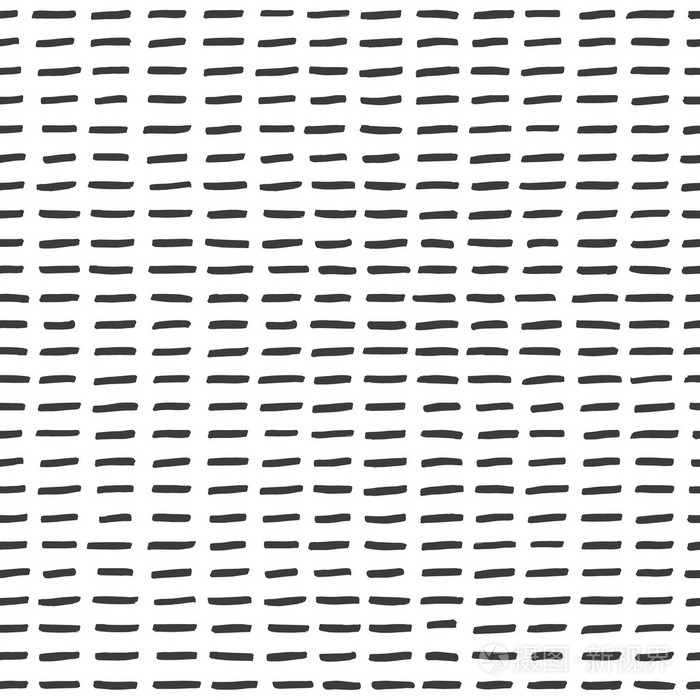 抽象手绘虚线背景无缝矢量模式黑色和白色模板