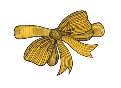 图形的弓。彩色铅笔绘图。黄色