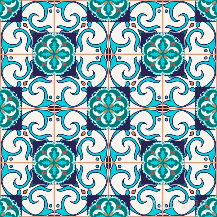 矢量无缝纹理.美丽的彩色的图案设计和装饰元素的时尚