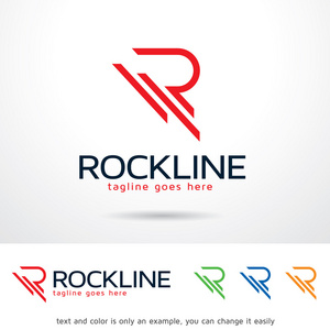 Rockline 字母 R 徽标模板设计矢量