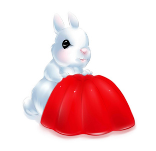 白色的小兔子烹饪果冻卡通图片