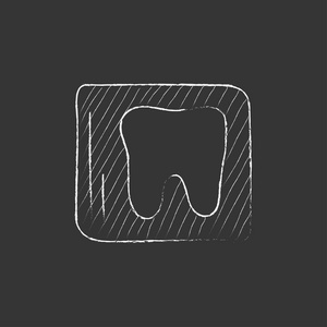 X 射线的牙齿。绘制在粉笔图标