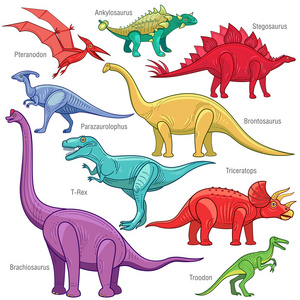 恐龙的矢量图像。