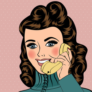 性感美丽的女人，在复古的电话聊天