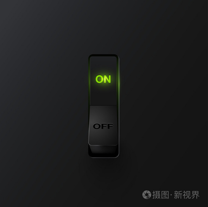 现实的黑色开关带背光上矢量