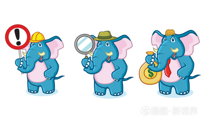 与标志的蓝色大象吉祥物.