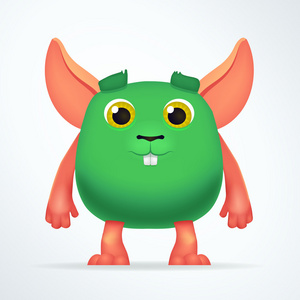 胖老鼠可爱的绿色老鼠变种人. 有趣的毛茸茸胖兔性格照片