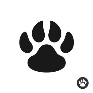 动物爪子黑色简单平面图标。脚一步打印剪影 sy