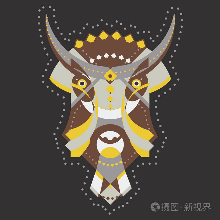 装饰公牛头插画-正版商用图片1nam31-摄图新视界