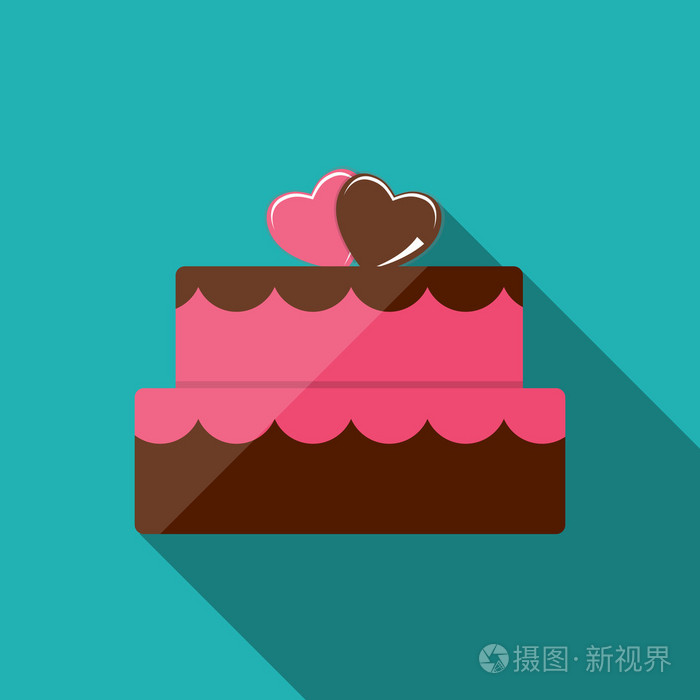 生日蛋糕平面图标为您设计, 矢量图